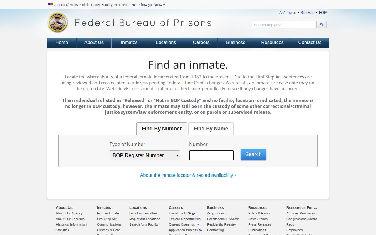 Federal BOP Inmate Locator release search for a Latah County connection